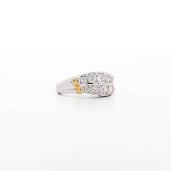 1.01 Carat Dual Row Diamond Channel Platinum & 18K Gold Wavy Band Ring – Assay Jewelers