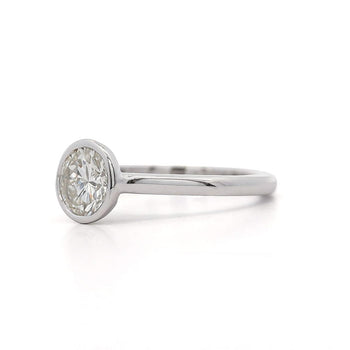 1.01 Carat Round Diamond Vintage Bezel 14K White Gold Solitaire Ring – Assay Jewelers
