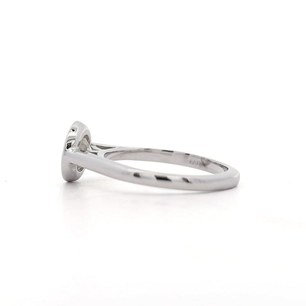 1.01 Carat Round Diamond Vintage Bezel 14K White Gold Solitaire Ring