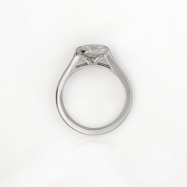 1.01 Carat Round Diamond Vintage Bezel 14K White Gold Solitaire Ring