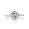 1.01 Carat Round Diamond Vintage Bezel 14K White Gold Solitaire Ring