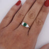 1.07 Carat Square-Cut Emerald and Diamond Three Stone Platinum Ring