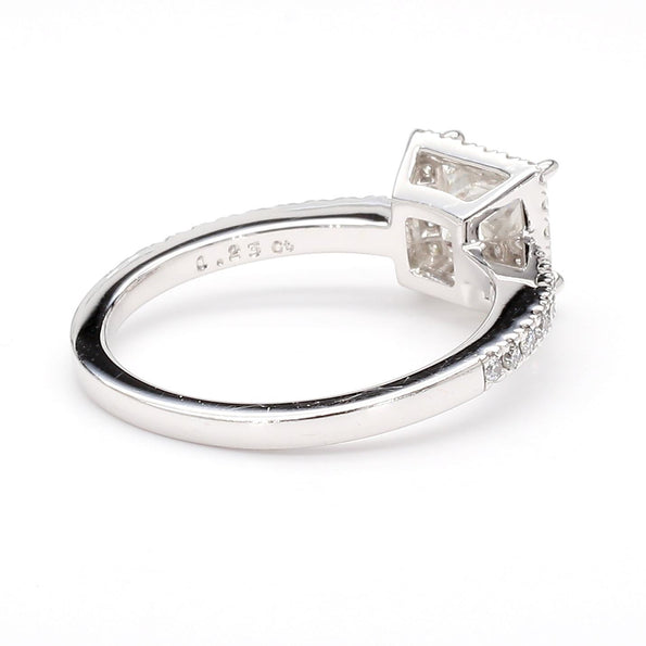 1.11 Carat G/SI2 Princess Cut Diamond Pave Halo Set in Platinum Engagement Ring