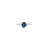 1.13 Carat Cushion Cut Sapphire & Side Diamond in 14K White Gold Engagement Ring