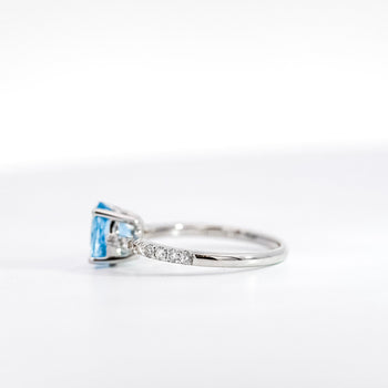 1.16 Carat Oval-Cut Aquamarine and Diamond Shank 14K White Gold Ring – Assay Jewelers