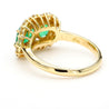 1.22 Carat Emerald & Diamond 18K Gold Halo Three Stone Band Ring