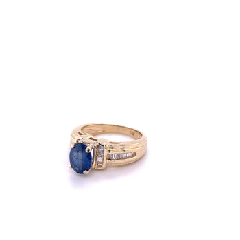 1.22 Carat Oval Cut Blue Sapphire with Baguette Cut Diamonds in 14k Gold Ring – Assay Jewelers