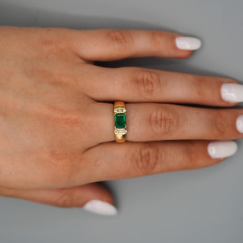1.30 Carat Emerald Half Bezel East West Set 14K Gold Unisex Ring – Assay Jewelers