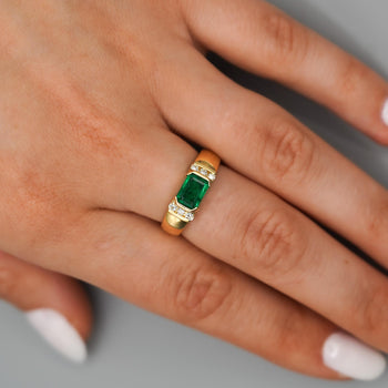 1.30 Carat Emerald Half Bezel East West Set 14K Gold Unisex Ring – Assay Jewelers