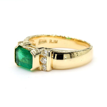 1.30 Carat Emerald Half Bezel East West Set 14K Gold Unisex Ring – Assay Jewelers
