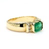 1.30 Carat Emerald Half Bezel East West Set 14K Gold Unisex Ring