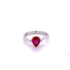 1.35 Carat Pear Cut Natural Ruby and Diamonds in 14k white gold Curved Ring