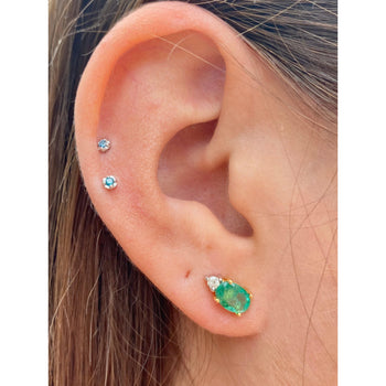 1.5 CTW Oval Emerald Stud Earrings & Diamond Tops 14K Gold – Assay Jewelers