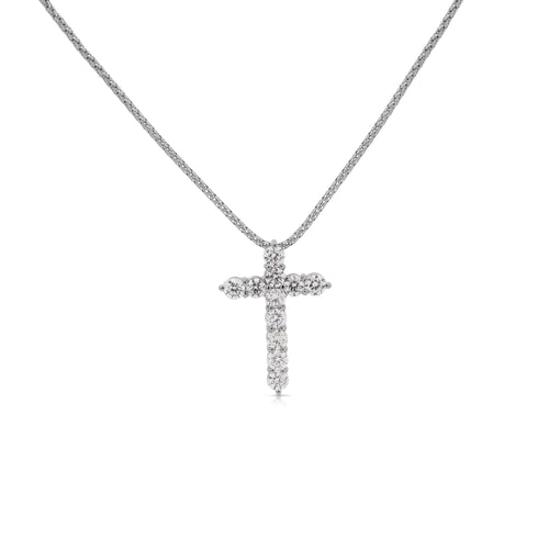 1.5 Carat Diamond 14K White Platinum Gold Cross Necklace