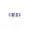 1.58 Carat Blue Round Sapphire & Baguette Diamond Platinum 6MM Band Ring