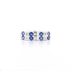 1.58 Carat Blue Round Sapphire & Baguette Diamond Platinum 6MM Band Ring