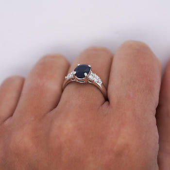 1.58 Carat Oval-Cut Blue Sapphire and Diamond Platinum Filigree Ring – Assay Jewelers