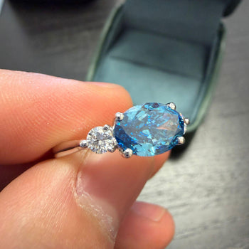 1.59 Carat Oval Cut Blue Lab Diamond 14K White Gold Engagement Ring – Assay Jewelers