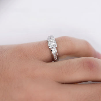 1.65 Carat Round and Princess Cut Diamond Platinum Engagement Ring – Assay Jewelers