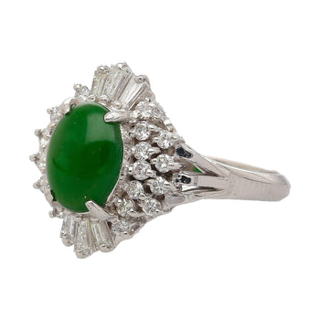 1.73 Carat Jadeite Jade Fei Cui & Diamond Halo Platinum Ballerina Filigree Ring – Assay Jewelers