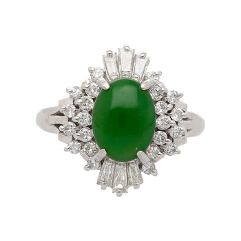 1.73 Carat Jadeite Jade Fei Cui & Diamond Halo Platinum Ballerina Filigree Ring – Assay Jewelers