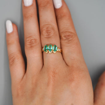 1.80 Carat Oval Emerald 3 Stone Ring in 14K Gold – Assay Jewelers