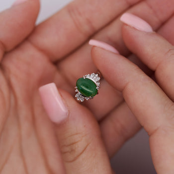 1.85 Carat Untreated Jadeite Jade and Diamond Platinum Ring HK Certified – Assay Jewelers