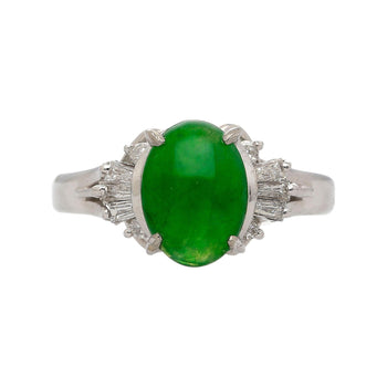 1.85 Carat Untreated Jadeite Jade and Diamond Platinum Ring HK Certified – Assay Jewelers