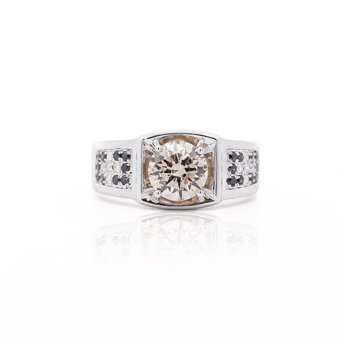 1.95 Carat Faint Brown, White, & Black Diamonds Men's Ring