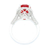 1.98 Carat Oval Opal & Diamond Halo Pave 14K White Gold Filigree Ring