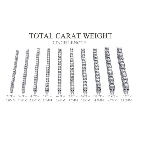 2-10 Carat Natural Diamond 3-Prong 14k Tennis Bracelet