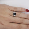 2 Carat Oval Cut Blue Sapphire & Round Diamond Halo Setting Statement Ring