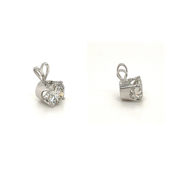 2 Carat Round Lab Grown Diamond Solitaire Pendant in 14K White Gold