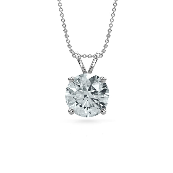 2 Carat Round Lab Grown Diamond Solitaire Pendant in 14K White Gold