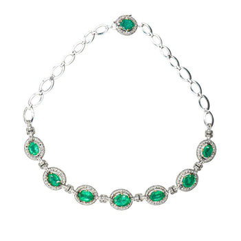 20 Carat Oval Cut Emerald & Rose-Cut Diamond Statement 18k Necklace – Assay Jewelers