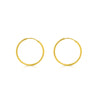 20.5mm 14K Solid Gold Thin Hoop Earrings On Hidden Wire Closure