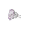 20.96 Carat Oval Light Pink Kunzite & Diamond in Platinum Filigree Cocktail Ring