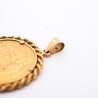 22K Gold 50 Peso Mexican Coin and 18K Gold Rope Frame Pendant