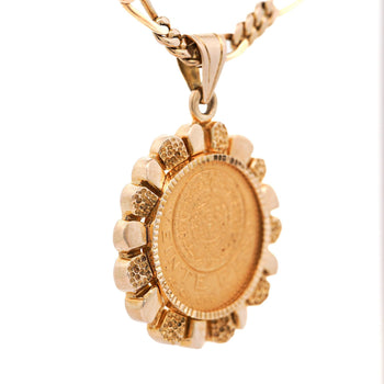 22K Gold Coin Mexican 20 Pesos 1959 Pendant in 14K Gold Figaro Chain Necklace – Assay Jewelers