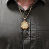 22K Gold Coin Mexican 20 Pesos 1959 Pendant in 14K Gold Figaro Chain Necklace