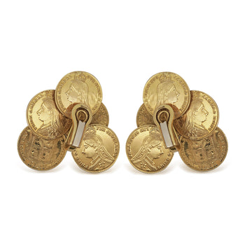 22K Yellow Gold Victorian Coin Cluster Lever Back Statement Earrings – Assay Jewelers