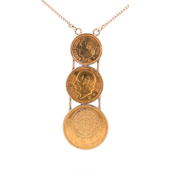 22k Gold USA Peso Coin Bezel Graduating Pendant Necklace - 20, 10, 5 Peso – Assay Jewelers