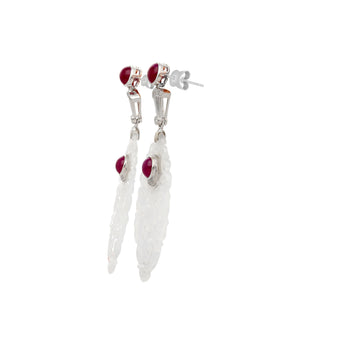 27.48 Carat Carved Grade A Lavender Jade Drop Earrings with Rubies & Diamonds – Assay Jewelers