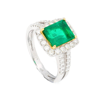 2.06 Carat Old Mine Muzo Colombian Emerald & Diamond Halo with Split Shank 18K Ring – Assay Jewelers