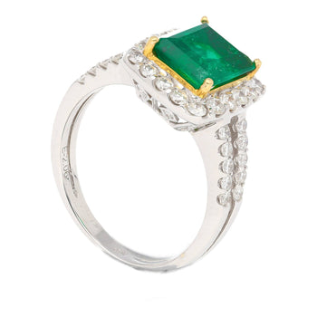 2.06 Carat Old Mine Muzo Colombian Emerald & Diamond Halo with Split Shank 18K Ring – Assay Jewelers