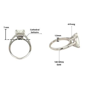 Bague en or blanc 14K avec diamant CVD de laboratoire taille émeraude 2,12 carats H/VS2 – Assay Jewelers