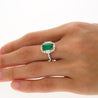 2.22 Carat Emerald Cut Natural 10MM Emerald & Baguette Diamond Ring