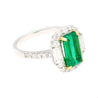 2.22ct Emerald Cut Colombian Emerald & Baguette Diamond Ring