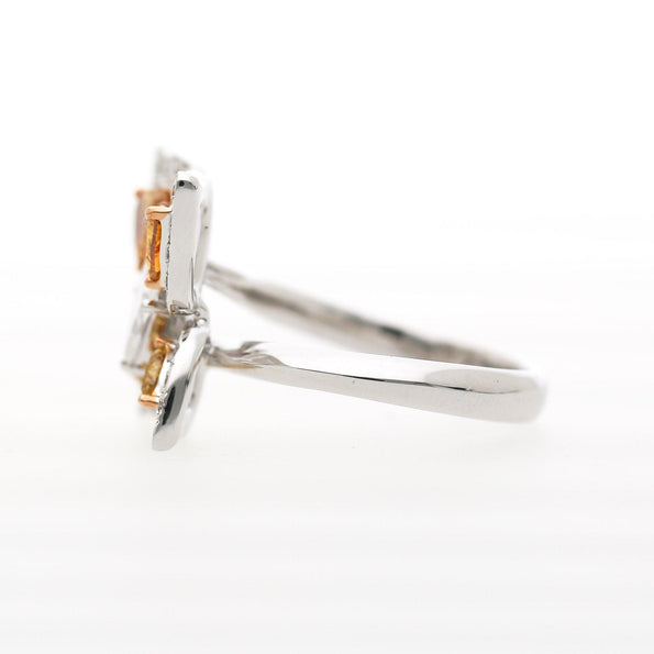 2.26 Carat White and Orange Diamond Butterfly Motif Ring