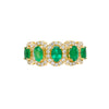 2.29 Carat Oval Cut Emerald and Diamond Wedding Band in 18K Gold